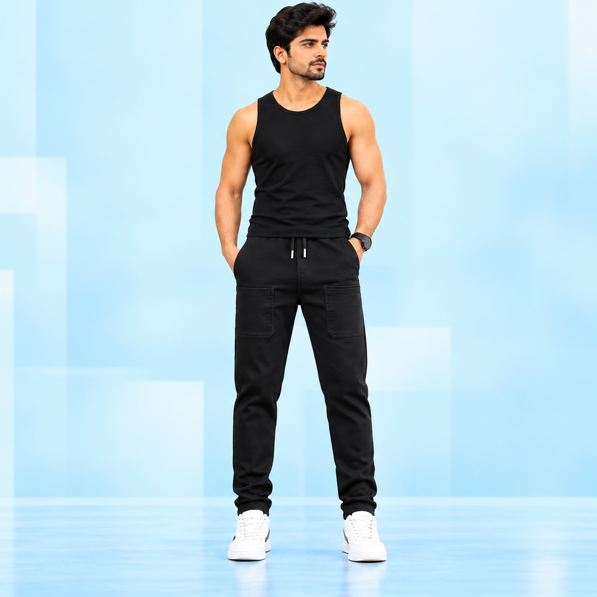Fabulous Men's High Stretch Skinny Lycra Pants (Pack of 3) - Black, Dark-Blue And Grey Colors