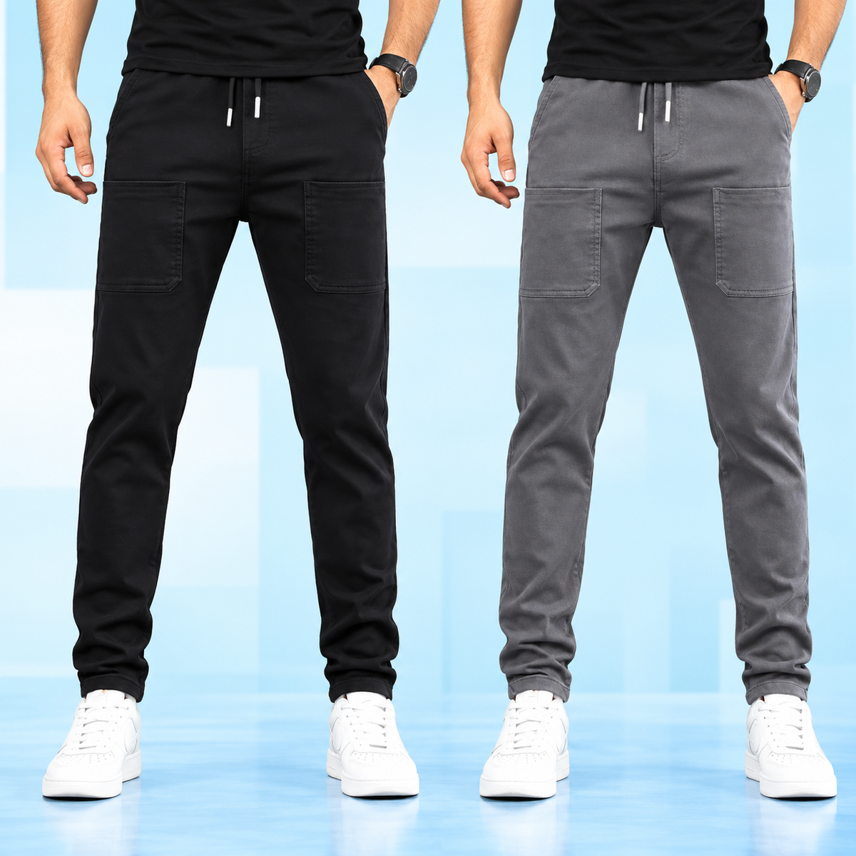 Fabulous Men's High Stretch Skinny Lycra Pants (Pack of 3) - Black, Dark-Blue And Grey Colors