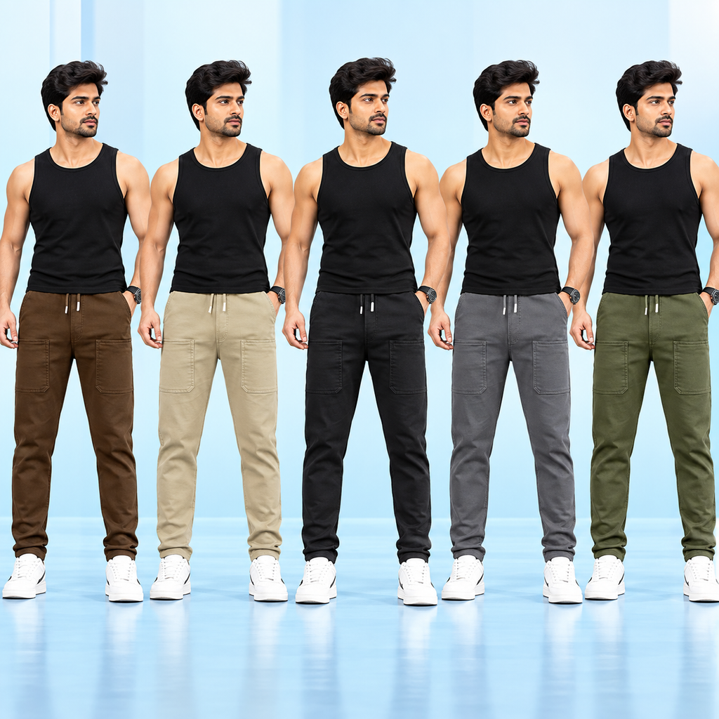Fabulous Men's High Stretch Skinny Lycra Pants (Pack of 3) - Black, Dark-Blue And Grey Colors