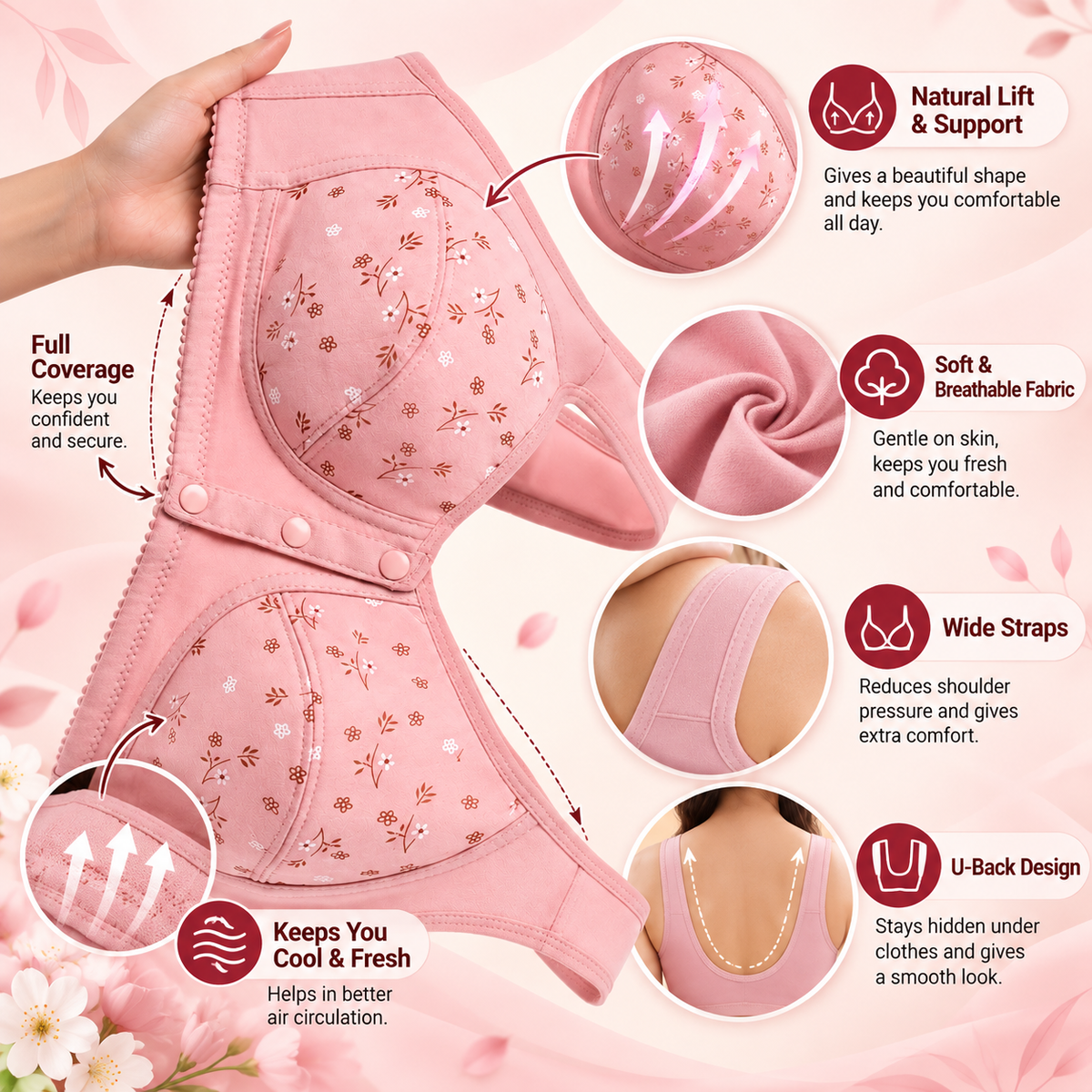 Women’s Soft & Stretchable  Daily Wear Air Bra (Pack of 5) - Free Size