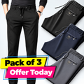 Pack of 3 Offer 😍 Premium-Quality Lycra Pants For Mens | Black, Dark-Blue And Grey Colors
