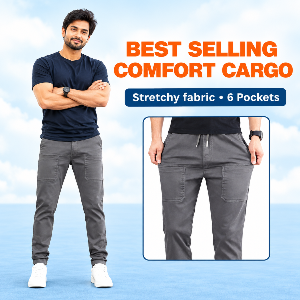 Fabulous Men's High Stretch Skinny Lycra Pants (Pack of 3) - Black, Dark-Blue And Grey Colors